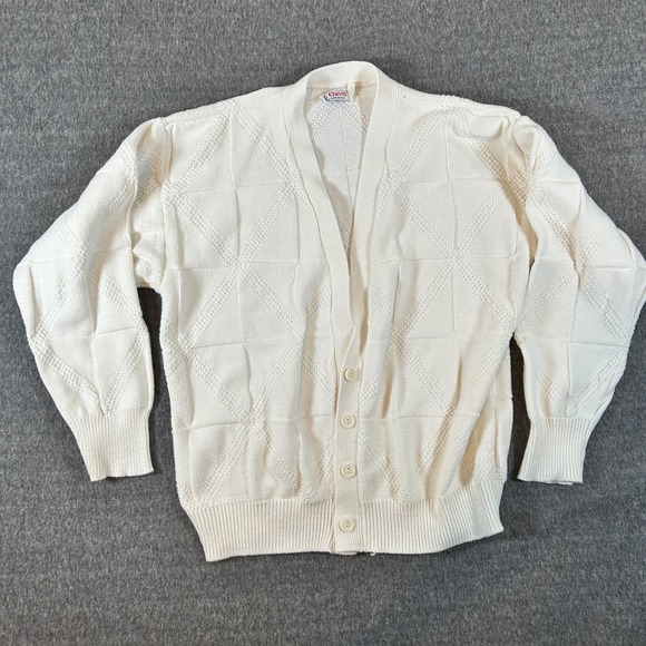 Vintage‎ Orvis Cotton Knit Cardigan Sweater Button Front Made in USA Mens L 80s - Picture 1 of 7